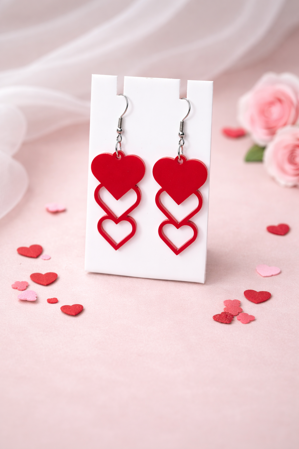 Valentine's Day Acrylic Heart Earrings