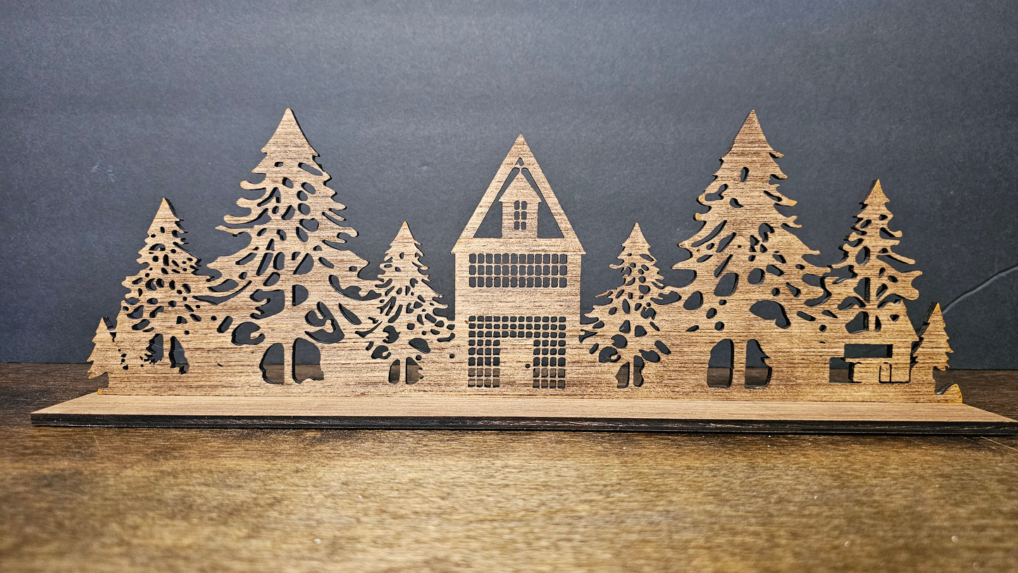 Large Wooden Laser Cut Villages